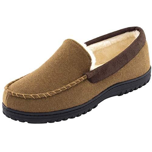 Mens Comfort Moccasin Slippers Memory Foam Faux Fur Indoor Outdoor House  Shoes | eBay